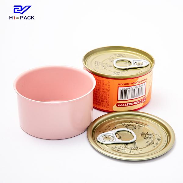 Quality Orange Beef Can Round Shape Tin Cans D65X34mm 50 Gram Meat Packaging for sale