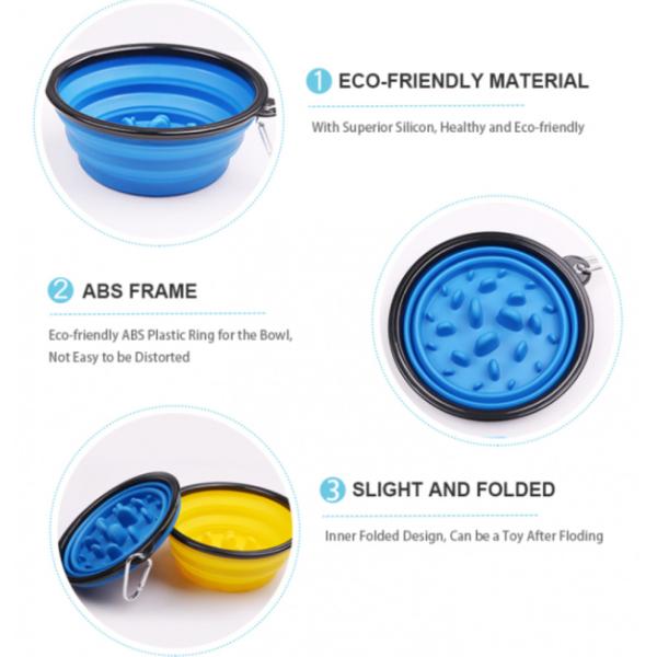 Portable Collapsible Slow Feeder Dog Bowl 35oz Rubber Food Bowl Eco Friendly