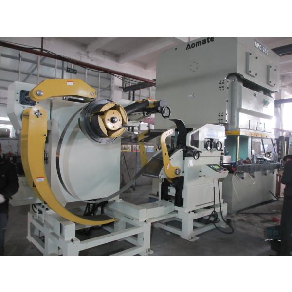 Metal Sheet Stamping Mandrel Expansion Decoiler Straightener Feeder Speed 16~24 M / Min