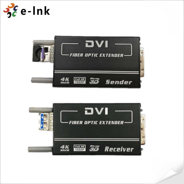 Mini 4KX2K DVI Fiber Transceiver MM 300M Auto EDID