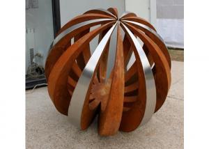 China Outdoor Decor Corten Steel Sculpture , Painted Stainless Steel Ball Sculpture wholesale