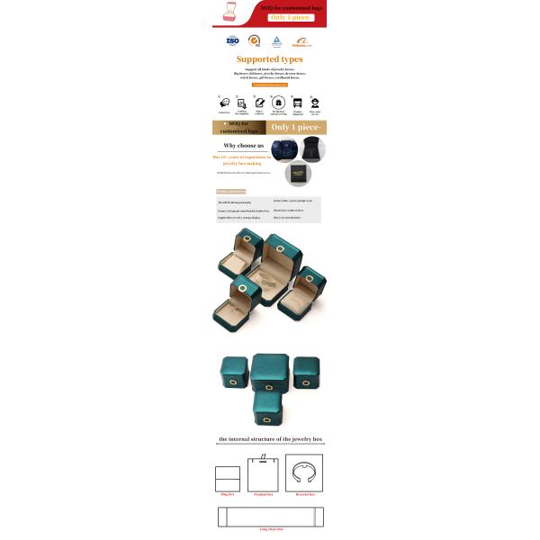 Dark Green Octagonal PU Leather Jewelry Packaging Box with Ring Ornament