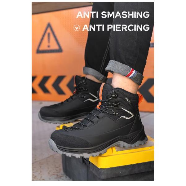 Brown / Green / Black OEM Security Work Boots Microfiber Leather Steel Toe Kevlar Midsole Work Shoes Rubber Sole