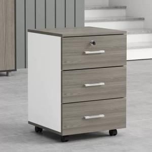 China Grey Office Wooden Filing Cabinets 3 Drawer Movable File Cabinet With Wheels wholesale
