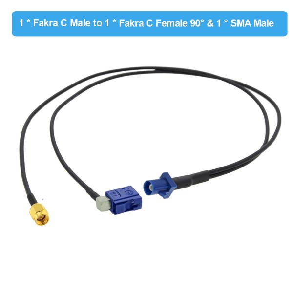 SMA GPS Power Battery Cable 2M 5M Fakra C Male Right Angle Y Type Splitter