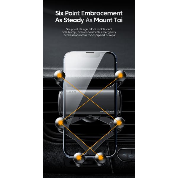 ESSAGGER 2022 Tourist Six-Point Design Stable Gravity Car Mount Phone Holder
