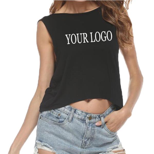2019 High Quality Custom Printing sexy fashion blank sleeveless women t shirt with your logo