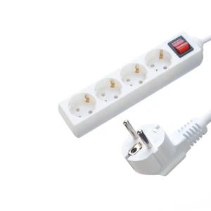 China EU Certified H05VV-F 3x1.5mm2 4 Outlet Power Strip Socket Extension Cord with Switch Eu Plug 16A wholesale