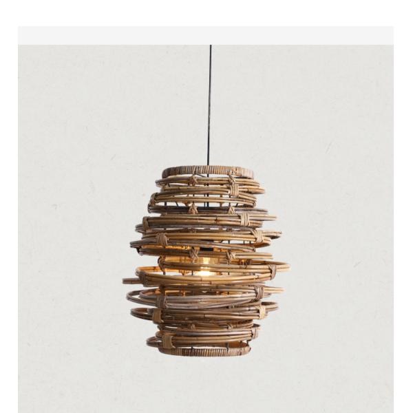 Vintage Spiral Rattan Pendant Lights Nordic Retro Bamboo Hanging Lamp(WH-WP-75)