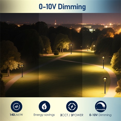 ETL Outdoor Parking Area Yard LED Post Top Light Us Stock IP65 Aluminum Steel Pole 30W 40W 60W 90W LED Garden Light