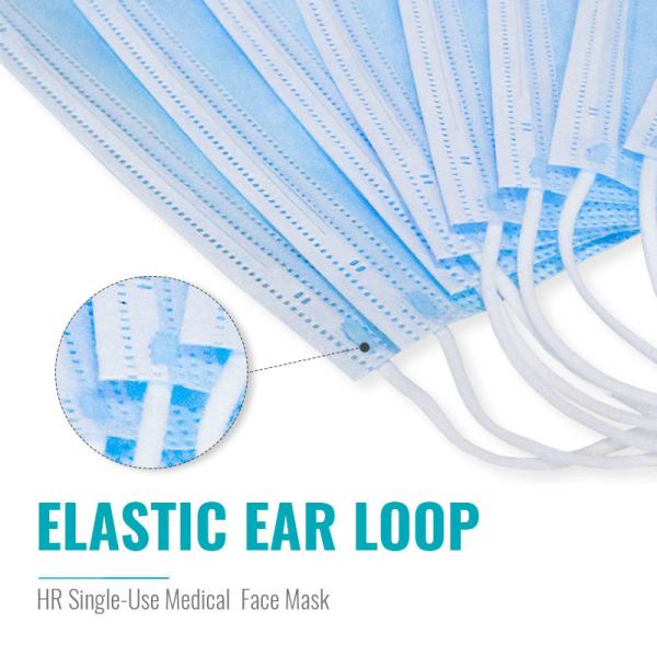3 Layer Disposable Earloop Face Mask For Dust / Germ / Virus Prevention