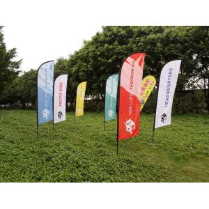 China OEM Logo Outdoor Beach Flag Promotional Feather Banner Stand wholesale