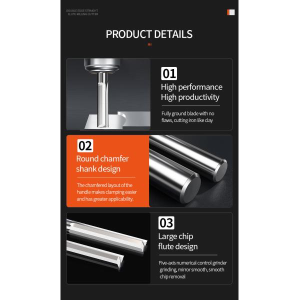 Two Flutes Straight groove Milling Cutter Carving Machine Cnc Router Bit for Wood Cnc Straight Engraving End Mill