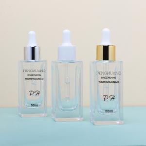 China MSDS Skin Care Serum Dropper Bottles 50ml Square Glass Bottle wholesale