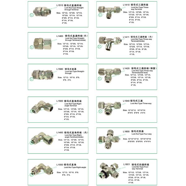 Knurling Nut Type Pneumatic Line Fittings In Brass Nickle Plated Optional Size