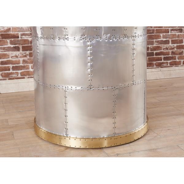 Tan Brown Backless Leather Counter Height Bar Stools Full Handwork Alluminium Sheet Cover