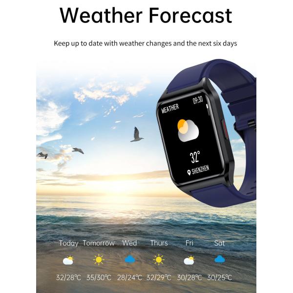 Square Screen Bluetooth Smart Watch Body Temperature Blood Pressure Monitoring