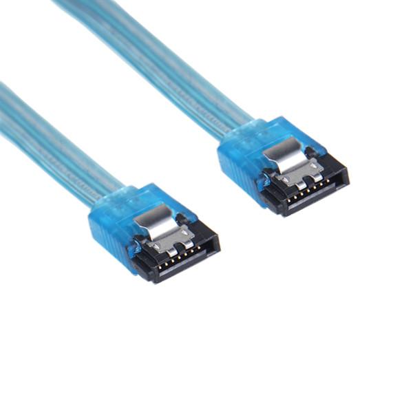 Quality Factory Wholesale 7pin SATA Cable female to female with Clip Transparent Blue for sale