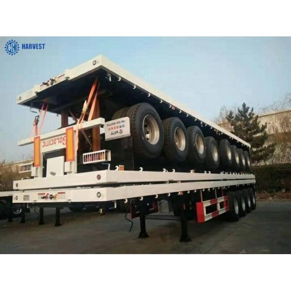 13000×2500×1490mm 4 Axles 60 Ton Payload 40ft 45ft Flatbed Container Trailer