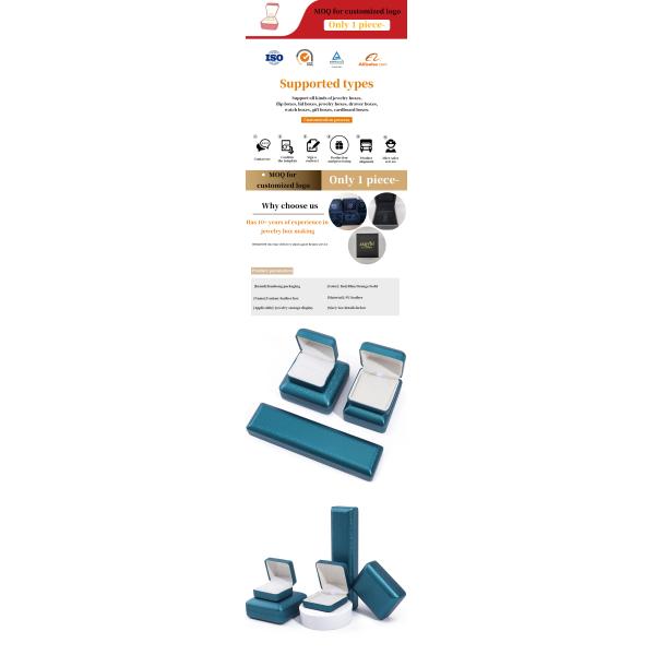 Peacock Blue Snow Grain PU Leather Jewelry Box , Luxury Jewelry Set Gift Box OEM