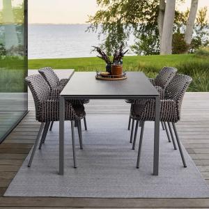 Luxury Aluminum Table And Rattan Chair Sets For High End Outdoor Dining Table Set