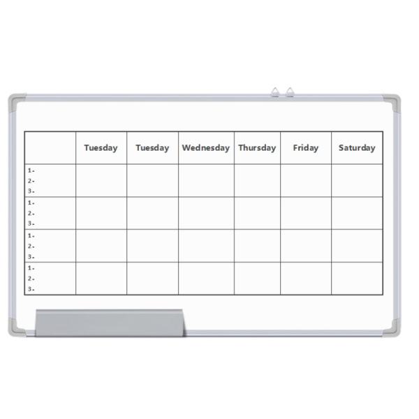 Portable Weekly Wall Planner Whiteboard Aliuminium Frame Double Sizes