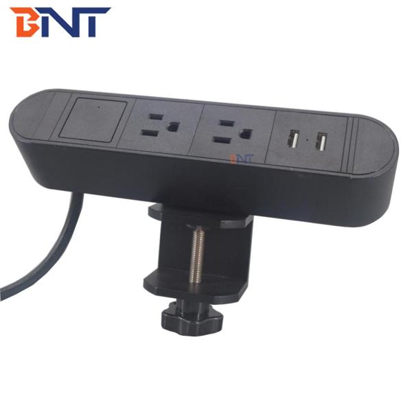 Office use clamp on table edge table socket box with usb charger