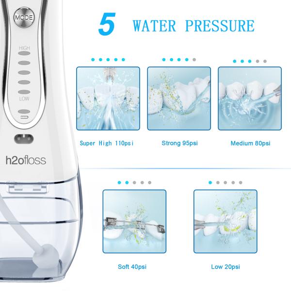 OEM ODM 5 Modes Rechargeable Water Flosser Cordless Battery Operated