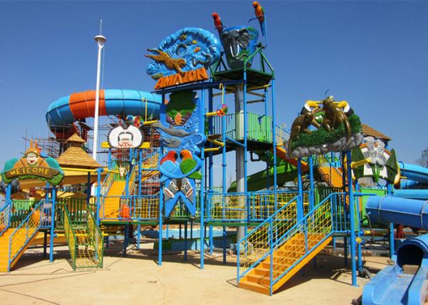 Quality Giant Water Aqua Playground Equipment , Steel Structure Custom Water Slides for sale