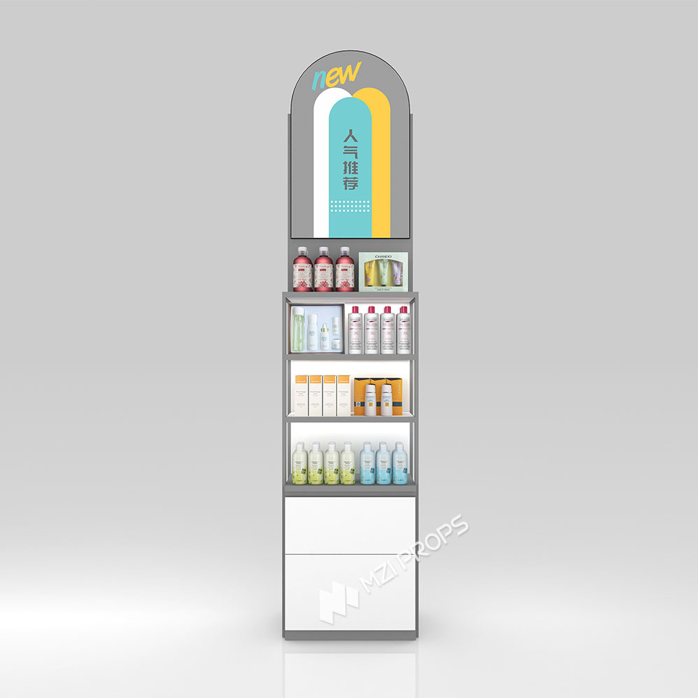 YXiS-X2 Concealed Storage Skincare Display Cabinet with 5mm Gray Acrylic Sheet
