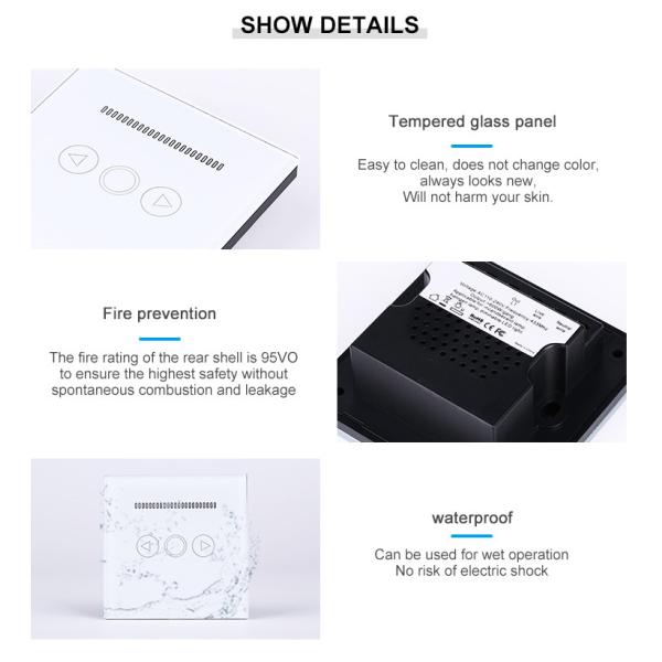 Glomarket Tuya Wifi/Zigbee EU/UK Smart Dimmer Light Switch Tempered Glass Touch Wall Electrical Light Dimmer Switch
