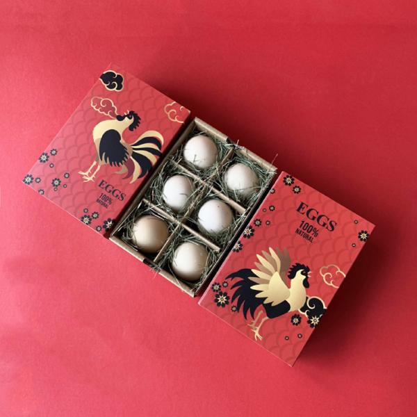 Corrugated Cardboard Egg Packaging For 6 Eggs With Gold Foil Unique Decorative Custom