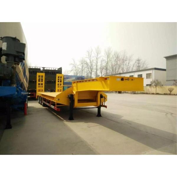 3 Axle 60 Ton Low Bed Semi Trailer , Heavy Duty Flatbed Trailer With Mechanical Suspension