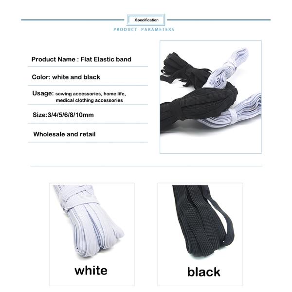 Factory custom 3mm white round woven elastic band ear loop rope for disposable facemask