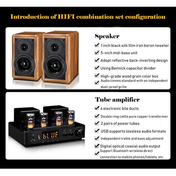 Vofull Bluetooth Bookshelf Speakers 30-100W With USB Connection