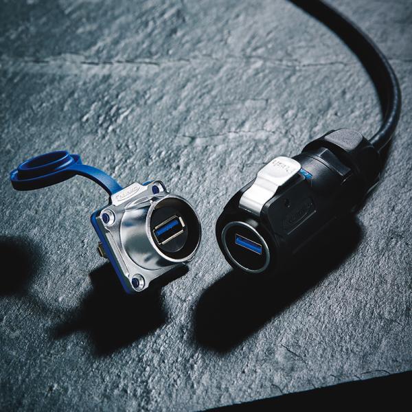 Outdoor PBT Plastic LP24 1.5A USB3.0 Plug and Socket Data Connector with Dust Cover,High Quality and Good Price