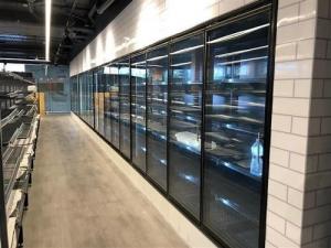 China Slimline Type Standing Freezer Glass Door Black Stainless on sale