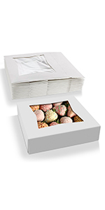 B06XWB8ZRC MT Products Moretoes White Paperboard Bakery Box 15 Pieces Clear Window cookie boxes