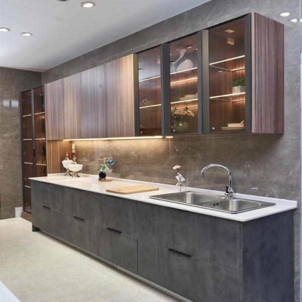 Quality Luxury Grey Shaker PVC Modern Designs Kitchen Cabinet Sets PVC Kitchen Cabinets for sale