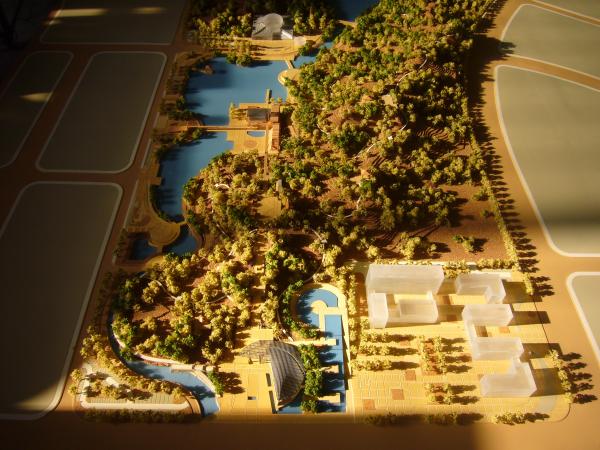 Architectural Model of Modern Urban Masterplan with High-Density Buildings,