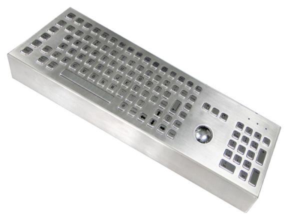 Quality Ip68 Desktop Industrial Metal Keyboard With Full Keys Mouse Touchball for sale