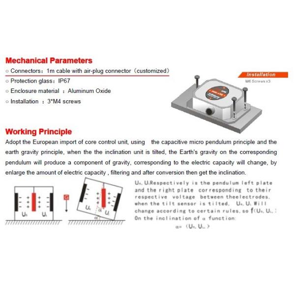 High Accurate tilt angle Analog Inclinometer Temperature Output RION