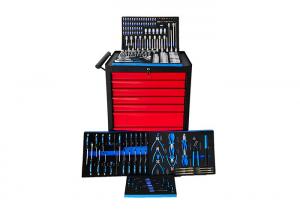 China 27 Inch 7 Drawer Garage Storage Cabinet 225 Pcs Socket Wrench Set Fixed Casters wholesale