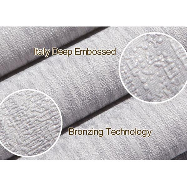 Living Room Embossed Vinyl Wallpaper , Waterproof Silver Modern Embossed Wallpaper