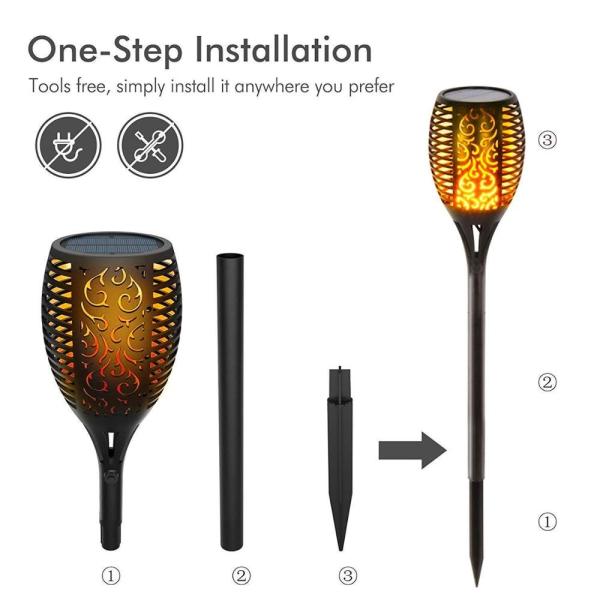 1w Flickering Flame Solar Lights , LED Solar Torch Light 8-10 Hours Lasting Time