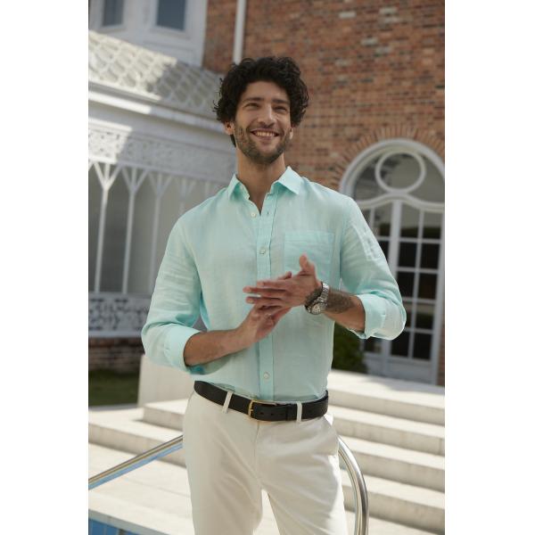 Water Green Long Dress Business Linen Men'S Pajamas