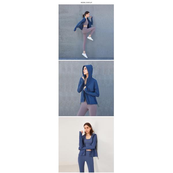 220gsm Women Yoga Jacket Windproof Cycling Jacket Zipper Adjustable Drawstring