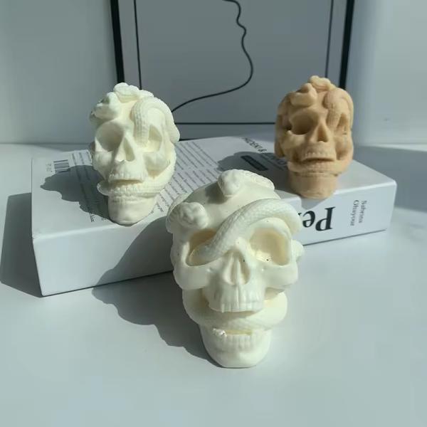 Quality Resin Candle Molds 3d Skull Silicone Mould For Making Candle Soap Cake Decor for sale