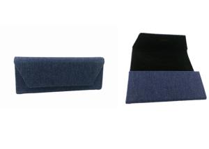 China Blue Denim Custom Sunglass Case Folding Collapsible Eyeglass Case wholesale