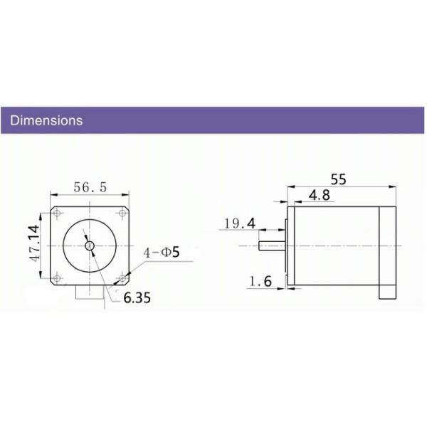 NEMA23 0.9N.m 0.9° Step angle 2.1A stability stepper motor
